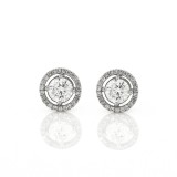 0.90 Cts. 18K White Gold Round Diamond Studs With Halo